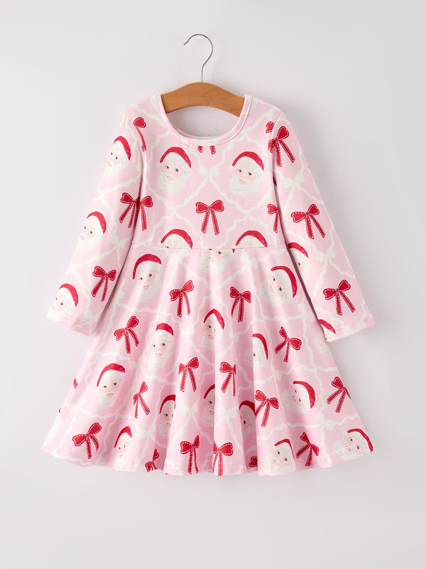 winter-christmas-pink-santa-and-bow-holiday-girls-dress Rylee Faith Designs - Sophia's StyleDress-1